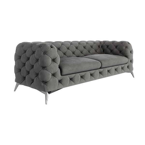Siva baršunasti sofa 225 cm Chelsea – Ropez-image-1