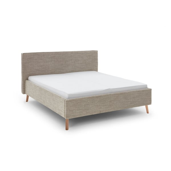 Bež tapecirani bračni krevet s prostorom za pohranu s podnicom 160x200 cm Riva – Meise Möbel