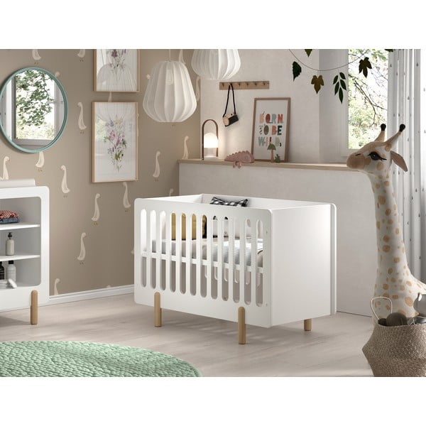 Bijeli dječji krevet od masivnog bora 60x120 cm SMILE – Vipack-image-1