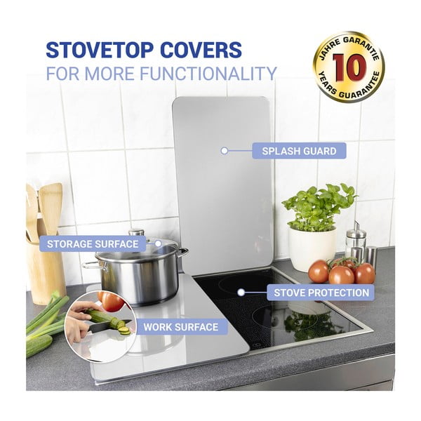 Set od 2 staklena poklopca za štednjak Wenko Universal Silver-image-3