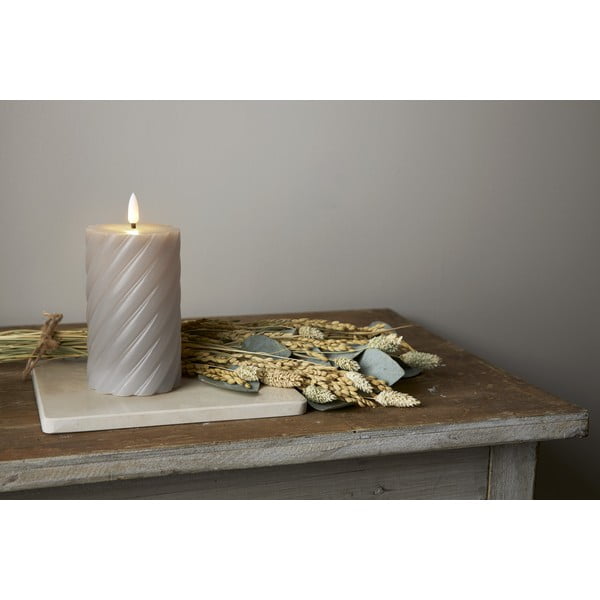 Siva voštana LED svijeća Star Trading Flamme Swirl, visina 15 cm-image-4