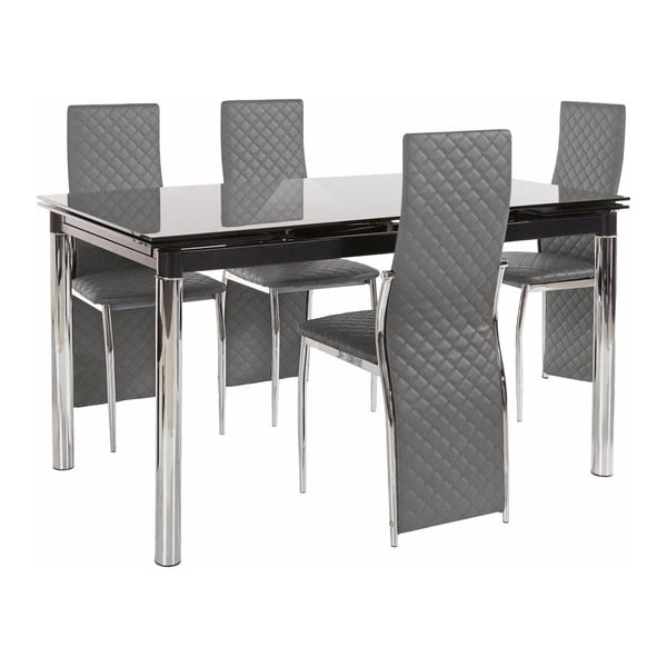 Set blagovaonskog stola i 4 sive blagovaonske stolice Støraa Pippa William Black Grey
