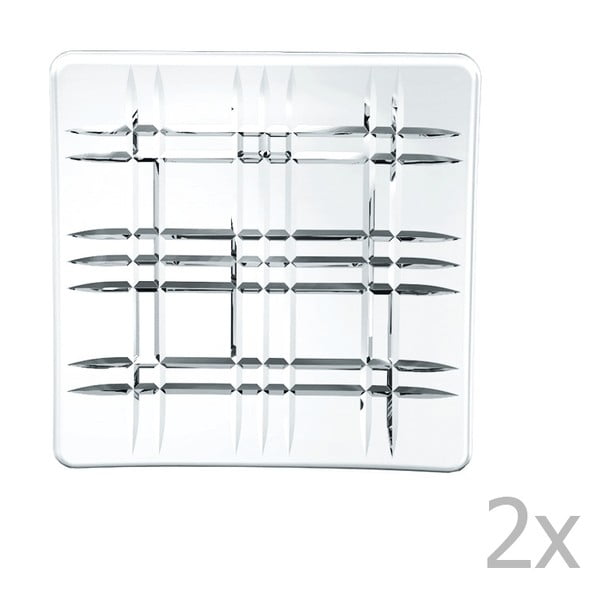 Set od 2 kvadratna tanjura od kristalnog stakla Nachtmann Square Platter, 14 x 14 cm