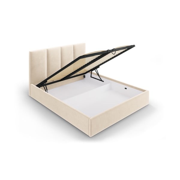Bež baršunasti bračni krevet Mazzini Kreveti Juniper, 160 x 200 cm-image-3