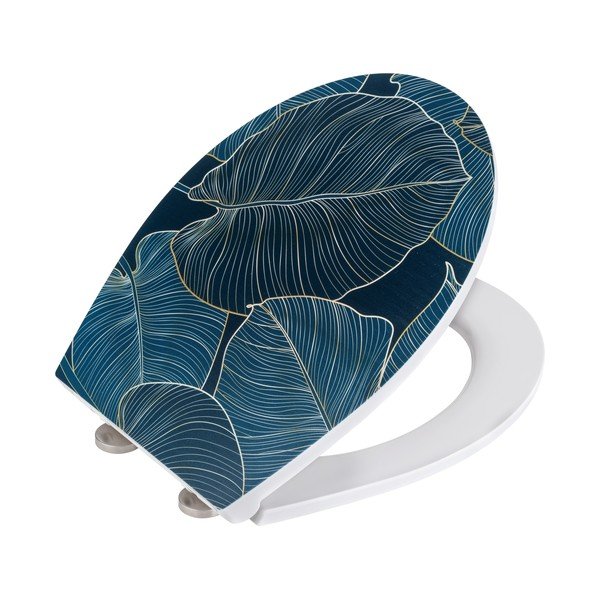 Plava WC daska s lakim zatvaranjem Wenko Big Leaves, 38 x 45 cm-image-2