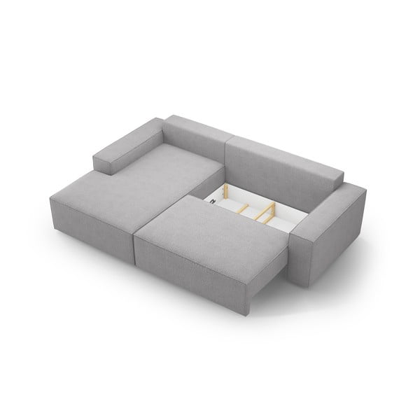 Svijetlo siva sklopiva kutna garnitura od bouclé tkanine (s lijevim kutom) Jodie – Micadoni Home-image-4