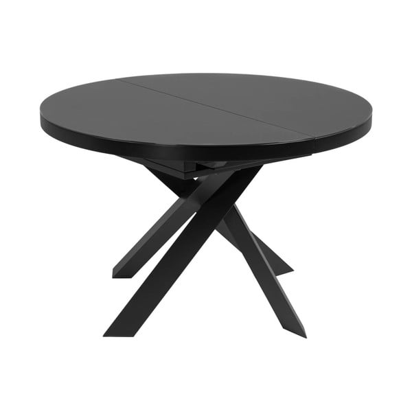 Crni okrugli proširiv blagovaonski stol sa staklenom pločom stola ø 160 cm Vashti – Kave Home