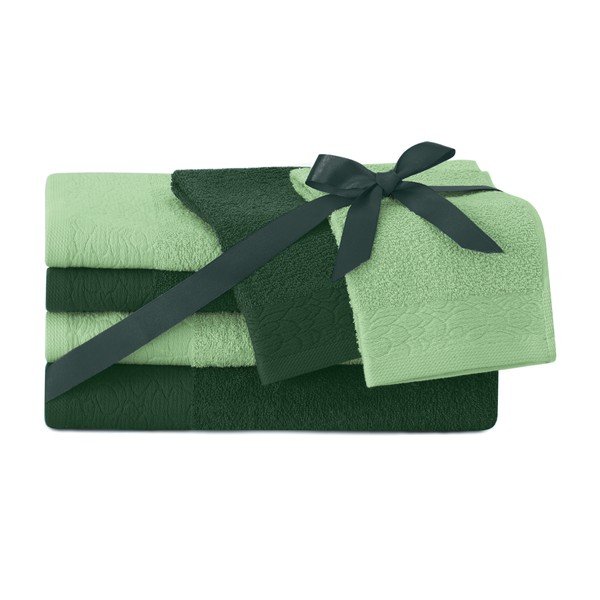 Zeleni pamučni set ručnika 6 kom od frotira Flos – Restilo-image-1