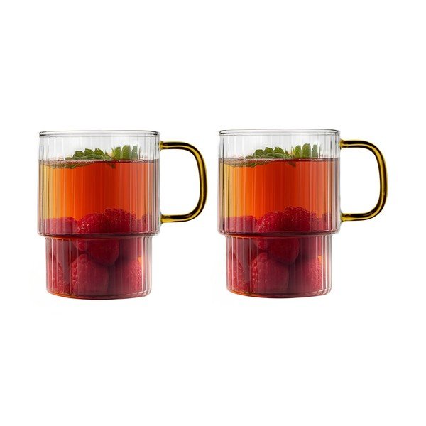 Žute staklene šalice u setu 2 kom za cappuccino 350 ml Livio – Vialli Design