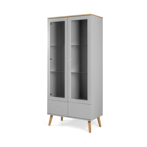 Siva vitrina s nogama od hrastovog drva Tenzo Dot, visina 175 cm-image-2
