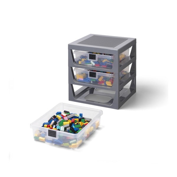 Sivi organizator s 3 ladice za odlaganje LEGO®-image-2
