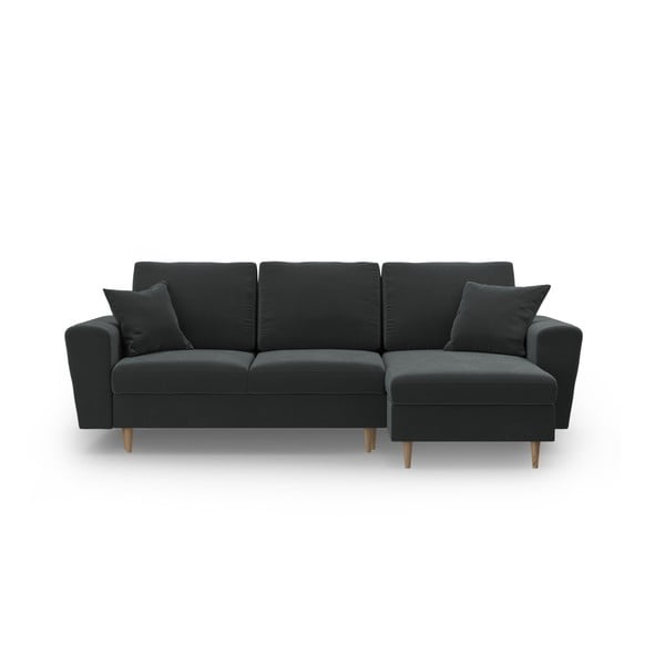 Tamno siva baršunasti sklopiva/s prostorom za odlaganje kutna garnitura Kyoto – Cosmopolitan Design