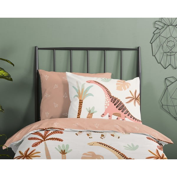 Smeđa/bež pamučna dječja posteljina za dječji krevetić 100x135 cm Dino – Good Morning-image-2