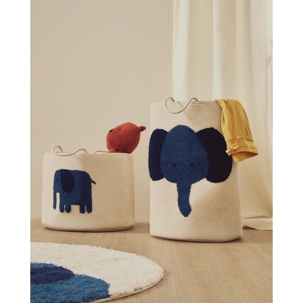 Tekstilna dječja kutija za pohranu boje slonovače ø 35x50 cm Tandani – Kave Home-image-1