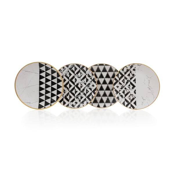 Crno-bijeli keramički tanjuri u setu 4 kom ø 25 cm – Hermia