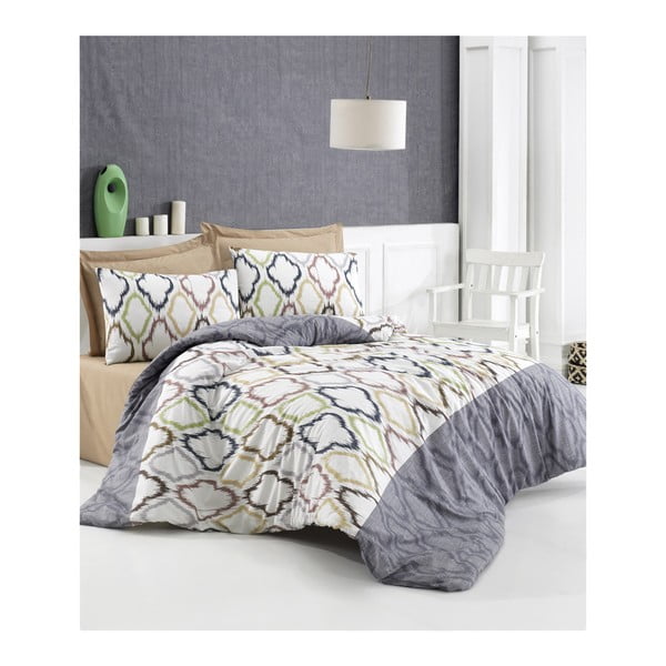 Pamučna posteljina s bračnim krevetom i 2 jastučnice Marija, 200 x 220 cm