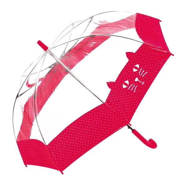 Dječji prozirni štapić kišobran s crvenim detaljima Birdcage Chat, ⌀ 74 cm