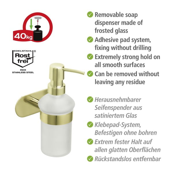 Samodržeći dozator za sapun od nehrđajućeg čelika u zlatnoj boji 0,2 l Orea Gold - Wenko-image-4