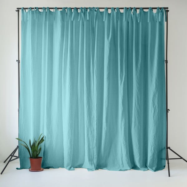 Tirkizna lanena zavjesa 140x170 cm Coastal Blue – Linen Tales