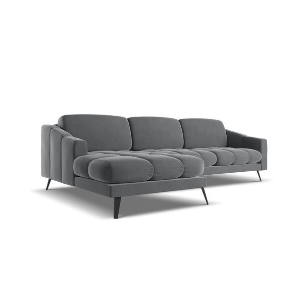 Siva baršunasti kutna garnitura (s lijevim kutom) Nalu – Makamii-image-3