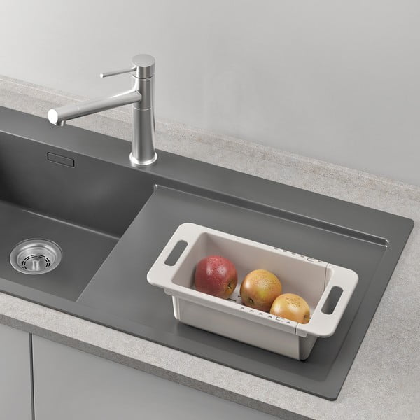 Sivi plastičan prilagodljiv teleskopski ocjeđivač za sudoper 52x18 cm – Metaltex-image-4