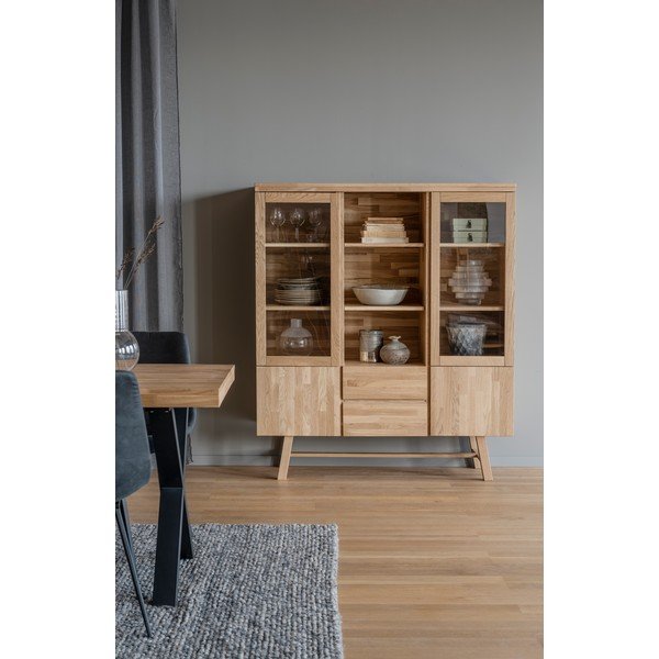 Vitrina od hrastovog drveta u prirodnoj boji 130x150 cm Brooklyn - Rowico-image-1