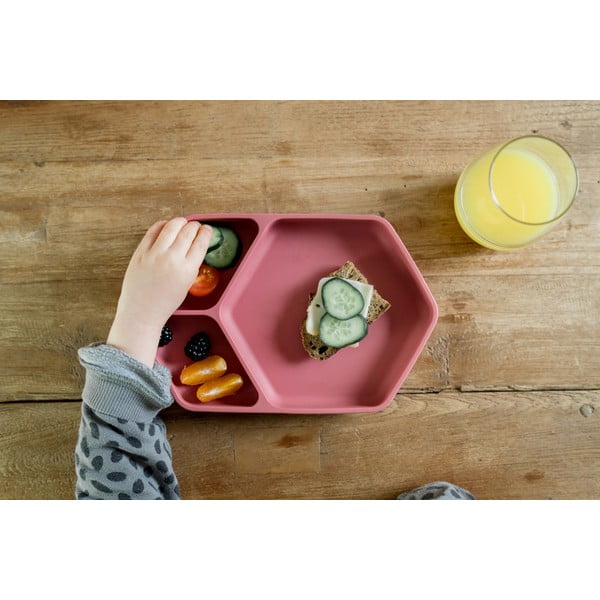 Crveni silikonski dječji tanjur 16x25 cm – Kindsgut-image-3