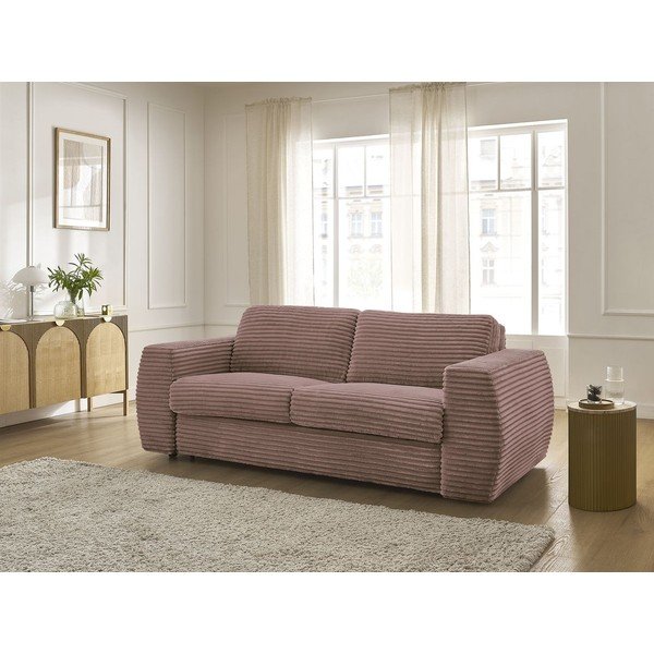 Ružičasta sofa za spavanje/sklopiva od samta 240 cm Hugo – Bobochic Paris-image-1