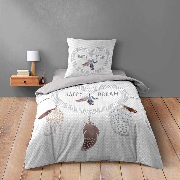 Bijela pamučna posteljina za krevet za jednu osobu 140x200 cm Happy Dream – douceur d'intérieur-image-1