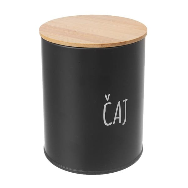 Crna limena posuda za čaj s poklopcem od bambusa Orion, 750 ml-image-1