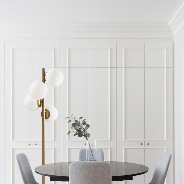 Crna/u zlatnoj boji stojeća svjetiljka sa staklenim sjenilom (visina 130 cm) Faze – Opviq lights-image-3