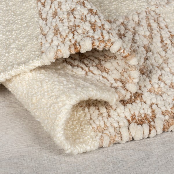 Krem/u prirodnoj boji ručno rađen tepih od mješavine vune 200x300 cm Eric Checkboard – Flair Rugs-image-2