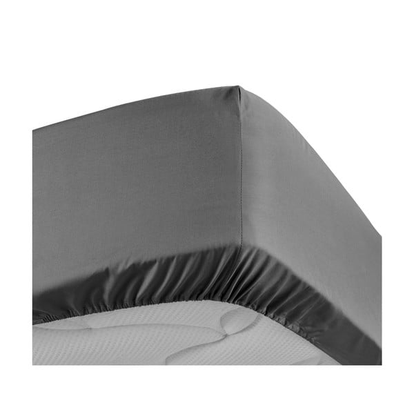 Antracitno siva plahta s gumom od pamučnog perkala 90x190 cm Percaline – douceur d'intérieur-image-3