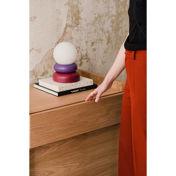 Crvena/ljubičasta stolna lampa od masivnog drveta sa staklenim sjenilom (visina 24 cm) Otem – noo.ma-image-3