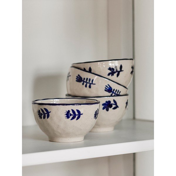 Plave/krem zdjelice u setu 4 kom od kamenine Eimy – Bloomingville-image-1