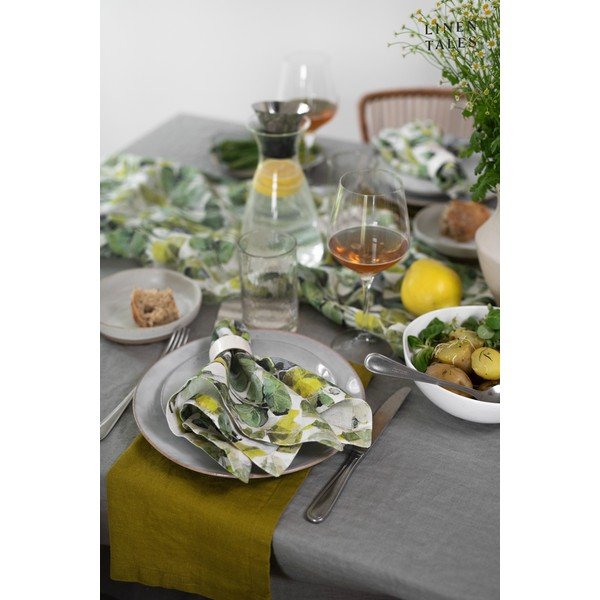 Zeleni podmetači za čaše u setu 4 kom od tkanine Lotus – Linen Tales-image-3