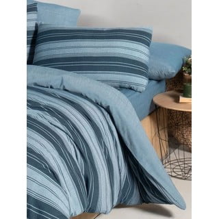 Plava posteljina za bračni krevet/za produženi krevet s uključenom plahtom/4-dijelna 200x220 cm Stripes – Mila Home