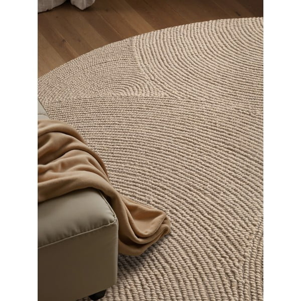 Bež ručno rađen vunen okrugli tepih ø 120 cm Eleni Light Beige – Hanse Home-image-3