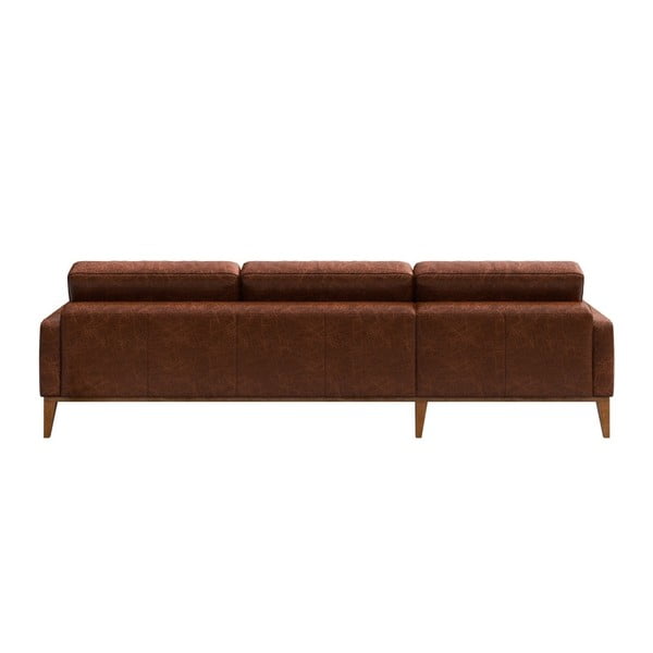 Crveno-smeđa kožna kutna garnitura MESONICA Musso Tufted, desni kut-image-3