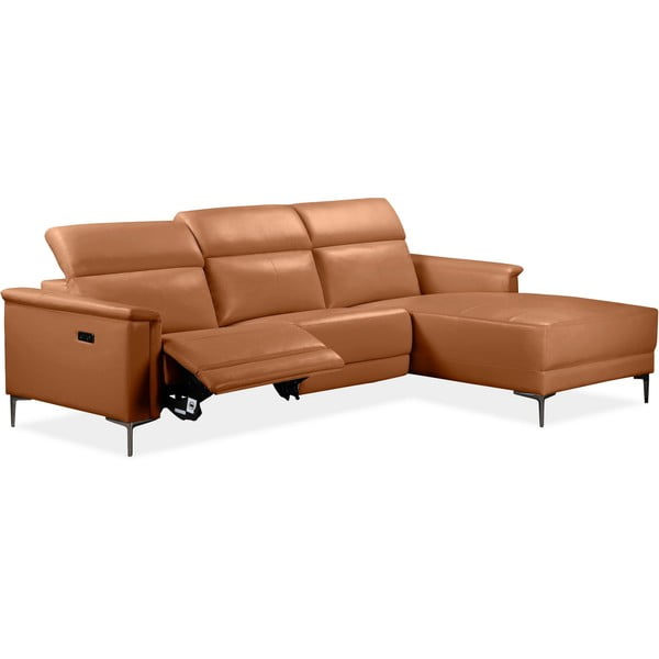 Smeđa kutna garnitura od imitacije kože (s desnim kutom) Lund – Støraa-image-1