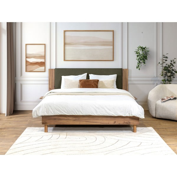 Zeleni bračni krevet s podnicom 160x200 cm Lior – Bobochic Paris-image-2