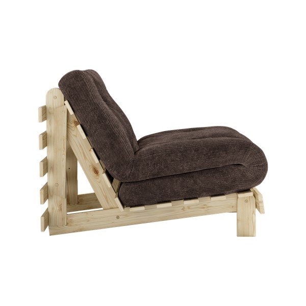 Tamno smeđa futon fotelja na rasklapanje od samta Roots – Karup-image-4