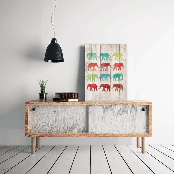 Drveni zidni natpis Surdic Elephants Cue 40 x 60 cm-image-1