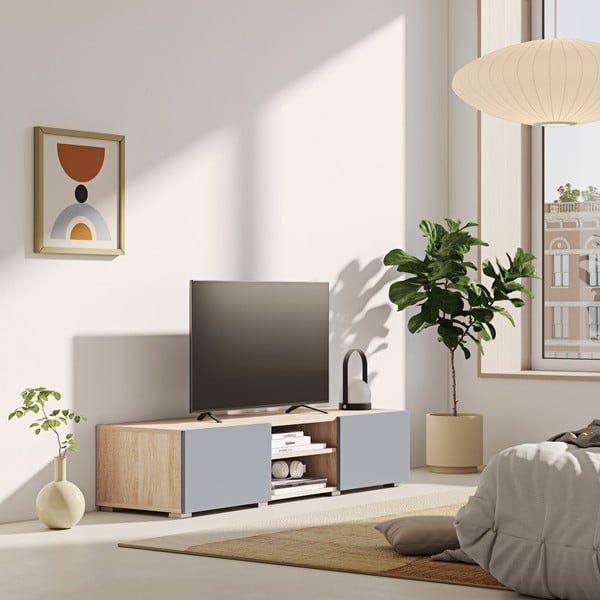 Sivi TV komoda u dekoru hrasta 140x31 cm Podium - TemaHome -image-1