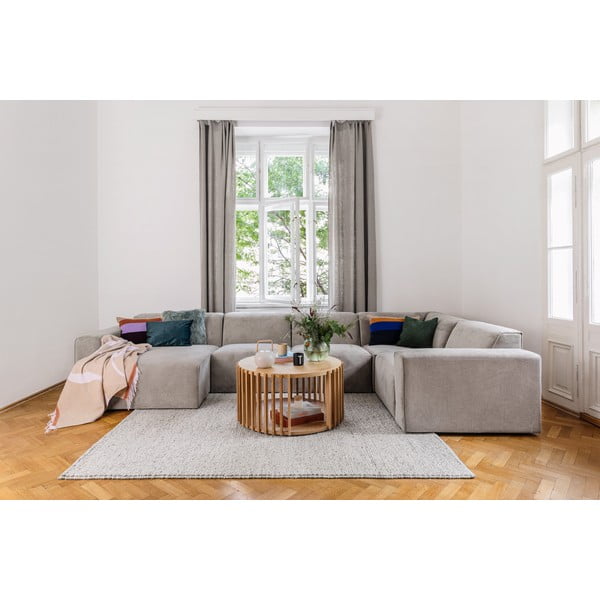 Bež baršunasta modularna sofa u obliku slova U Scandic Sting, lijevi kut-image-1