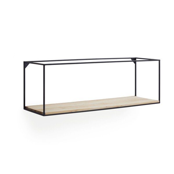 Crna/u prirodnoj boji polica od masivne jele 90 cm Elisha – Kave Home