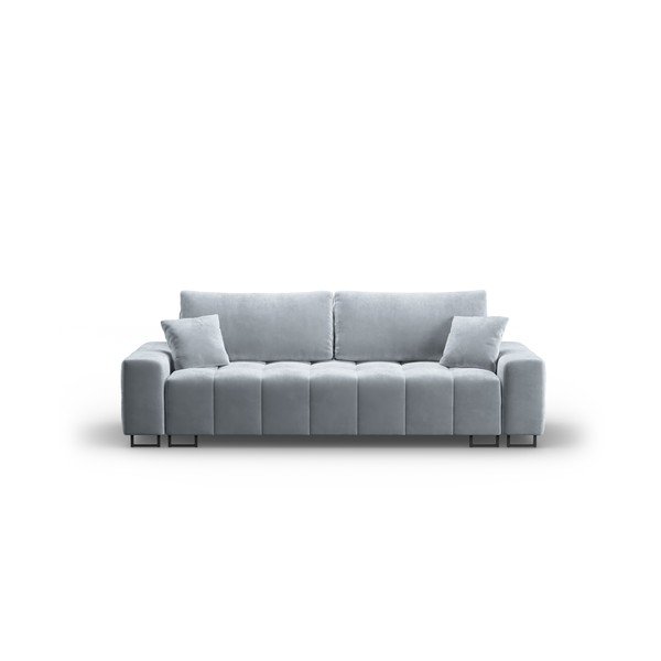 Svijetlo plava baršunasti sklopiva/s prostorom za odlaganje sofa 250 cm Wicklow – Cosmopolitan Design