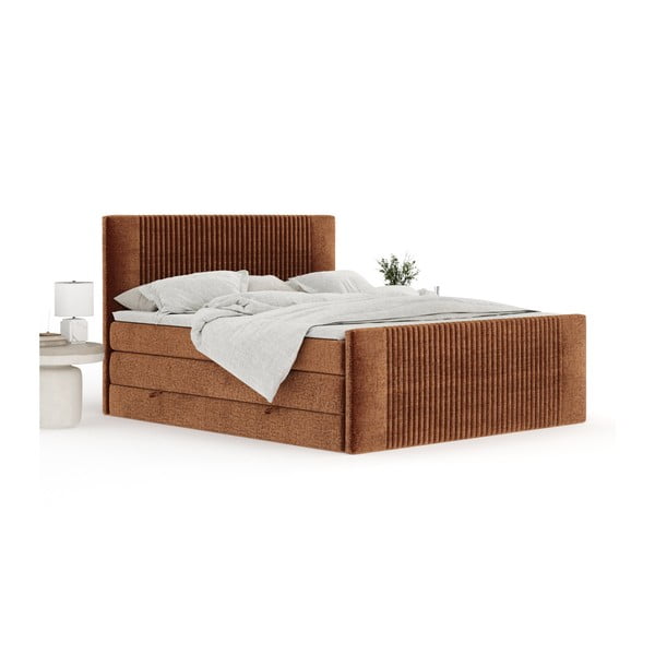 Narančasti boxspring krevet s prostorom za odlaganje 180x200 cm Bergamo – Maison de Rêve-image-3