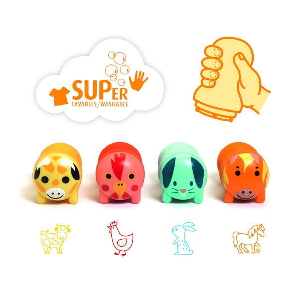 Dječji štambilji u setu od 4 kom farm Animals - Djeco-image-1