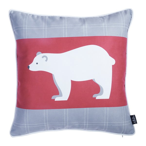 Crveno-siva jastučnica s božićnim motivom Mike & Co. NEW YORK Honey Polar bear 45 x 45 cm